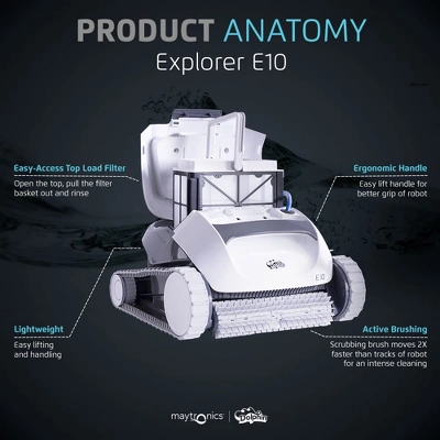 Dolphin E10 Robotic Pool Vacuum Cleaner With Universal Caddy For Pool Cleaning 2 Dolphin E10 Robotic Pool Vacuum Cleaner With Universal Caddy For Pool Cleaning - Image 2