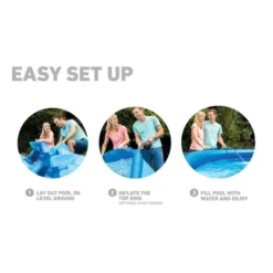 Intex Easy Set Inflatable Puncture Resistant Above Ground Portable Outdoor Swimming Pool For Kids And Adults, Blue -Water Sports Equipment GUEST 045a165e 2d85 4866 9394 1d45117eaa58