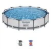 Bestway Steel Pro Max Heavy Duty 12 Foot X 30 Inch Round Above Ground Frame Swimming Pool With Filter Pump And Flowclear 12 Foot Pool Cover With Ropes