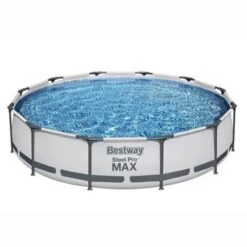 Bestway Steel Pro Max Heavy Duty 12 Foot X 30 Inch Round Above Ground Frame Swimming Pool With Filter Pump And Flowclear 12 Foot Pool Cover With Ropes -Water Sports Equipment GUEST 0f3054d8 8e28 4b8a 9efa 209aad468955