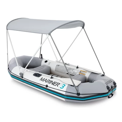 Intex Bimini Top Sun Shade Canopy Cover With Aluminum Frame For Mariner, Seahawk, Excursion, & Challenger Boat Models, Accessory Only, Gray 4 Intex Bimini Top Sun Shade Canopy Cover With Aluminum Frame For Mariner, Seahawk, Excursion, & Challenger Boat Models, Accessory Only, Gray - Image 4