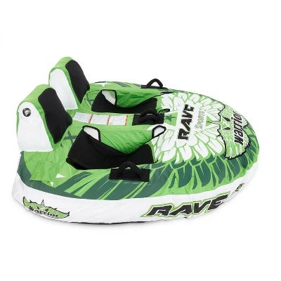 Rave Sports Warrior II Heavy Duty 2 Rider Person Double Hammock Seat Style Foam Backrest Inflatable Towable Tubing Water Sports Boat Lake Tube, Green 3 Rave Sports Warrior II Heavy Duty 2 Rider Person Double Hammock Seat Style Foam Backrest Inflatable Towable Tubing Water Sports Boat Lake Tube, Green - Image 3