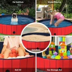 Costway 55'' Foldable Dog Pet Pool Kiddie Bathing Tub Indoor Outdoor Leakproof Portable -Water Sports Equipment GUEST 242e9882 908e 45c0 b5cd e0fa9626a292