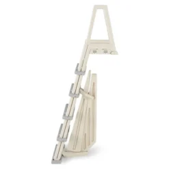 Confer 6000X 46"-56" Heavy Duty Adjustable Above Ground Swimming Pool Ladder With Built-In Safety Features - Beige/Gray