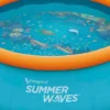 Summer Waves P1C008303 8 Foot Wide Quick Set Inflatable Top Ring Kiddie Swimming Pool With Deep Sea Ocean Life Graphics And 3D Goggles, Blue