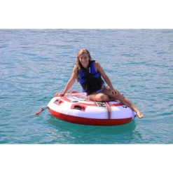 Airhead AHHS-12 Hot Shot 2 Inflatable Round Deck Single Rider Towable Lake Boating Tube With Tow Harness, Speed Safety Valve, And Handles 7 Airhead AHHS-12 Hot Shot 2 Inflatable Round Deck Single Rider Towable Lake Boating Tube With Tow Harness, Speed Safety Valve, And Handles -Water Sports Equipment GUEST 35b30d93 5974 4984 863f b76ab1124b26