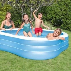 Intex 7.5' X 22" Beach Wave Swim Center Square Outdoor Backyard Inflatable Family Swimming Lounge Pool For Kids And Adults, Blue -Water Sports Equipment GUEST 377cd140 bb36 4286 a654 cfefb3eb3451