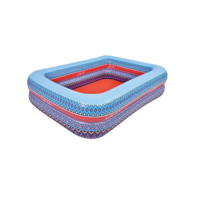 Pool Central 69" Inflatable Rectangular Bohemian Print Swimming Pool 1 Pool Central 69" Inflatable Rectangular Bohemian Print Swimming Pool
