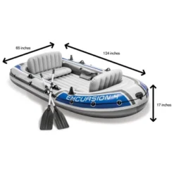 Intex Excursion 4 Inflatable River/Lake Boat Raft Set & Motor Mount Kit -Water Sports Equipment GUEST 38388177 bd23 448f bf66 7bbe70b047a8