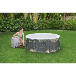 Bestway Aruba 3 Person Inflatable Round Outdoor Hot Tub SaluSpa With 110 Soothing AirJets, Filter Cartridge, Spa Pump, And Insulated Cover - Gray -Water Sports Equipment GUEST 39e75f5e f7e2 4133 bb0b ef5dd6542649
