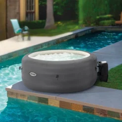 Intex SimpleSpa Bubble Massage 4 Person Inflatable Round Hot Tub Relaxing Outdoor Water Spa With Soothing Jets, Insulated Cover, And Storage Bag, Gray -Water Sports Equipment GUEST 3f60eb3b 001a 4aaa b17e b3ab535b5726