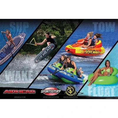 Airhead AHST-23 Strike 2 Single Rider Inflatable Towable With Nylon Handholds, Knuckle Guards, And Boarding Cable For Lake Boating 3 Airhead AHST-23 Strike 2 Single Rider Inflatable Towable With Nylon Handholds, Knuckle Guards, And Boarding Cable For Lake Boating - Image 3
