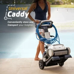 Dolphin E10 Robotic Pool Vacuum Cleaner With Universal Caddy For Pool Cleaning