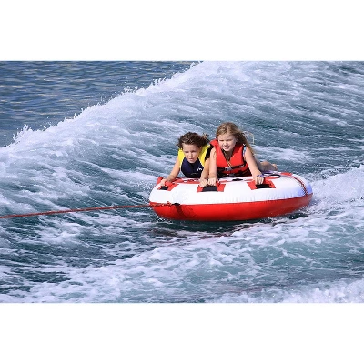 Airhead AHHS-12 Hot Shot 2 Inflatable Round Deck Single Rider Towable Lake Boating Tube With Tow Harness, Speed Safety Valve, And Handles 2 Airhead AHHS-12 Hot Shot 2 Inflatable Round Deck Single Rider Towable Lake Boating Tube With Tow Harness, Speed Safety Valve, And Handles - Image 2