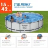 Bestway Steel Pro MAX 15'x42" Round Metal Frame Above Ground Outdoor Swimming Pool With 1,000 Filter Pump, Ladder, And Cover