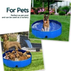 Zone Tech Foldable Pet Swimming Pool - Premium Quality Easy To Store Foldable Playing Bath Pool For Kids And Pets, Leakproof Tub For Indoor & Outdoor -Water Sports Equipment GUEST 5ee69bca 9a1f 4f71 a39b 3f0ebfec5c73