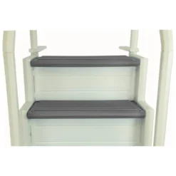 Confer Plastics STEP-1 Stair Ladder With 4 Steps And 2 Handrails For Flat Bottom Above Ground Swimming Pool With Snap-In Installation - Warm Gray -Water Sports Equipment GUEST 634ebf3b a3da 40c5 ab30 267f6f1ae4a9
