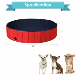 Water Sports Equipment 6 Costway 55'' Foldable Dog Pet Pool Kiddie Bathing Tub Indoor Outdoor Leakproof Portable