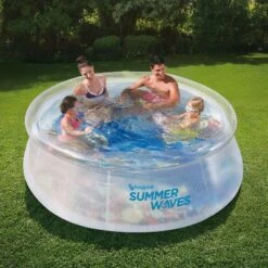 Summer Waves P10008305 8 Foot Wide Transparent Quick Set Inflatable Top Ring Kiddie Swimming Pool With Deep Sea Ocean Life Graphics And 3D Goggles -Water Sports Equipment GUEST 6e474ec8 492c 4b49 baa8 68b34253ee5c