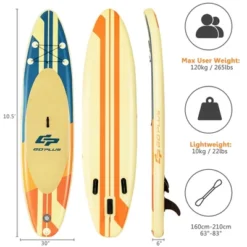 Costway 10.5ft Or 11ft Inflatable Stand Up Paddle Board Surfboard With Bag Aluminum Paddle Pump