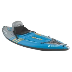 Sevylor K1 QuikPak 1 Person Foldable Inflatable Sit-On Kayak W/ Paddle & Pump & Stearns Women's V2 Series Neoprene V-Flex Life Jacket Vest, Blue, L -Water Sports Equipment GUEST 808b299c b30f 4906 a0b7 3b1f73ddab56