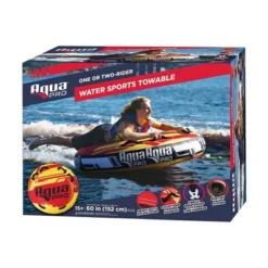 AquaPro 60 Inch Heavy Duty Double Stitched Nylon Deck Style Water Towable Single Person Rider Tube With Quick Rope Connection, Yellow And Red -Water Sports Equipment GUEST 80ef3af5 11ed 4207 8564 c77d79e196d0