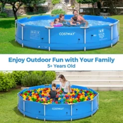 Costway Round Above Ground Swimming Pool Patio Frame Pool W/ Pool Cover Iron Frame -Water Sports Equipment GUEST 81dc132f 97a8 4ee4 b187 db2bb9c049e9