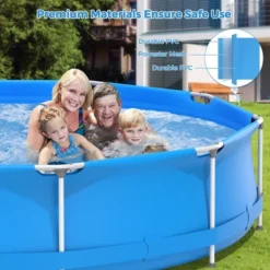 Costway Round Above Ground Swimming Pool Patio Frame Pool W/ Pool Cover Iron Frame -Water Sports Equipment GUEST 9298bc3f 747b 4509 9416 c75d20415590