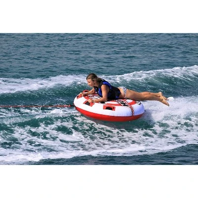 Airhead AHHS-12 Hot Shot 2 Inflatable Round Deck Single Rider Towable Lake Boating Tube With Tow Harness, Speed Safety Valve, And Handles 3 Airhead AHHS-12 Hot Shot 2 Inflatable Round Deck Single Rider Towable Lake Boating Tube With Tow Harness, Speed Safety Valve, And Handles - Image 3