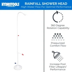 HYDROTOOLS By SWIMLINE Tube Style 7' Poolside Shower W/Adjustable Head & Foot Tap Spigot & Valve Controls For Outdoor Backyard Beach Spa -Water Sports Equipment GUEST 9c7d67a8 ee50 4cf4 aaf4 4dad8e68ddc7