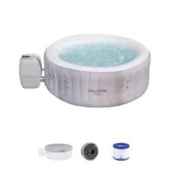 Bestway Miami SaluSpa Inflatable Round Outdoor Hot Tub With 140 Soothing AirJets, Filter Cartridges, Pump, And Insulated Cover -Water Sports Equipment GUEST a00383dc 949c 4a8e ae62 a81b57591dbc