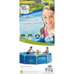 Intex 28201EH 10' X 30" Metal Frame Round Above Ground Swimming Pool With Pump -Water Sports Equipment GUEST a67763b8 685a 4dde 81ff 7f8f7b55e8ed