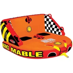 SPORTSSTUFF 53-2213 Big Mable 2 Person Double Rider Lake Inflatable Towable Boat Tube With 60-Foot Tow Rope And Heavy-Duty Full Nylon Cover
