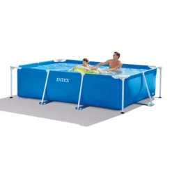 Intex 8.5ft X 26in Rectangular Frame Above Ground Quick Easy Set Up Backyard Outdoor Swimming Pool With Drain Plug For Ages 6 And Up, Blue