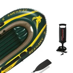 Intex Seahawk 3 Person Heavy Duty Inflatable Rafting And Fishing Boat Set W/ 2 Aluminum Oars, High Output Air Pump, And Carry Bag, 790 Pound Capacity -Water Sports Equipment GUEST ab988a70 189f 4ed6 ab23 559f27dabab0