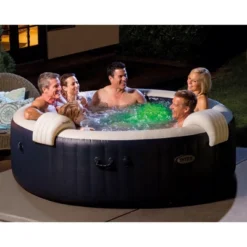 Intex 28431EP PureSpa Plus Portable Inflatable Hot Tub Bubble Jet Spa, 85 X 28", With Cup Holder And Tray Hot Tub Accessory, Tan (4 Pack) -Water Sports Equipment GUEST b25a4f30 e55d 4087 aaa4 4779e063b6f4 1