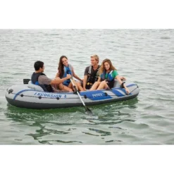 Intex Excursion 4 Inflatable River/Lake Boat Raft Set & Motor Mount Kit -Water Sports Equipment GUEST c37edc49 8668 4ee8 93c0 192c3575674a