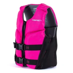 O'Brien Flex V-Back Kids USCG Type 3 Lightweight Flexible Safety Vest Life Jacket With 2 Adjustable Belts, Youth Large, Pink And Black
