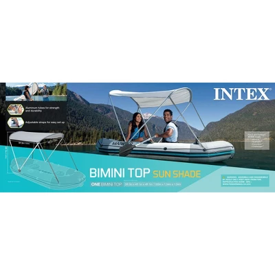 Intex Bimini Top Sun Shade Canopy Cover With Aluminum Frame For Mariner, Seahawk, Excursion, & Challenger Boat Models, Accessory Only, Gray 3 Intex Bimini Top Sun Shade Canopy Cover With Aluminum Frame For Mariner, Seahawk, Excursion, & Challenger Boat Models, Accessory Only, Gray - Image 3