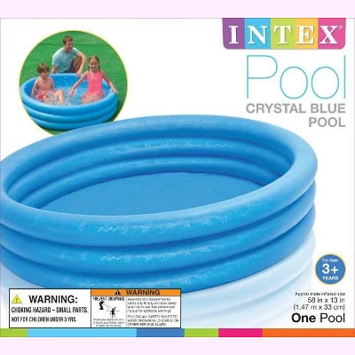 INTEX Crystal Blue Kids Outdoor Inflatable 58" Swimming Pool | 58426EP 1 INTEX Crystal Blue Kids Outdoor Inflatable 58" Swimming Pool | 58426EP