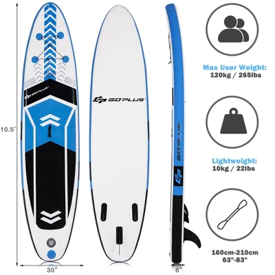 Costway 10'5'' Inflatable Stand Up Paddle Board SUP With Carrying Bag Aluminum Paddle 9 Costway 10'5'' Inflatable Stand Up Paddle Board SUP With Carrying Bag Aluminum Paddle - Image 9