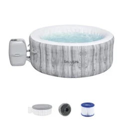 Bestway Miami SaluSpa Inflatable Round Outdoor Hot Tub With 140 Soothing AirJets, Filter Cartridges, Pump, And Insulated Cover -Water Sports Equipment GUEST dabec378 caf8 49c5 9a11 78290567db86