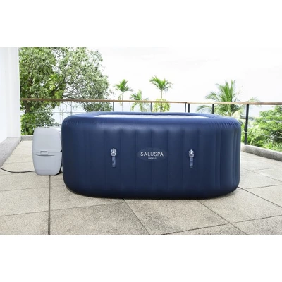 Bestway Hawaii SaluSpa 6 Person Inflatable Square Outdoor Hot Tub With 114 Soothing AirJets, Filter Cartridges, Pump, And Insulated Cover, Blue 3 Bestway Hawaii SaluSpa 6 Person Inflatable Square Outdoor Hot Tub With 114 Soothing AirJets, Filter Cartridges, Pump, And Insulated Cover, Blue - Image 3