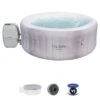 Bestway Cancun SaluSpa Inflatable Round Hot Tub Spa With 120 AirJets & EnergySense Waterproof Round Thermal Protective Spa Cover, Gray