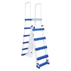 Swimline 5-Step A-Frame Above Ground Entry/Exit Pool Ladder With Handrails And Safety Barrier For 48" To 52" Tall Pool Height