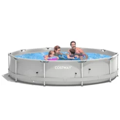 Costway Round Above Ground Swimming Pool Patio Frame Pool W/ Pool Cover Iron Frame -Water Sports Equipment GUEST e1789e65 8471 4846 84ba 9c10eea76fc3