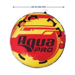 AquaPro 50 Inch And 60 Inch Heavy Duty Double Stitched Nylon Deck Style Water Towable Single Person Rider Tubes W/ Quick Rope Connection, Yellow & Red -Water Sports Equipment GUEST e28fff16 9157 47dd be81 b51b26263ab3