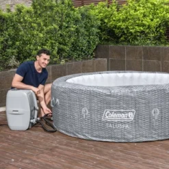Bestway Coleman Sicily AirJet 5 To 7 Person Inflatable Hot Tub Round Portable Outdoor Spa With 180 AirJets And EnergySense Energy Saving Cover, Grey -Water Sports Equipment GUEST e2d1e85b 2cc8 405b a848 a5c33cab6bb3