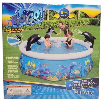 Bestway H2OGO! Orca Spray Fast Set Pool 8 Ft X 26 In 1 Bestway H2OGO! Orca Spray Fast Set Pool 8 Ft X 26 In