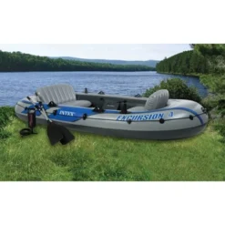 Intex Excursion 4 Inflatable River/Lake Boat Raft Set & Motor Mount Kit -Water Sports Equipment GUEST e84b2da2 8699 41f8 b649 7904c2eba88c